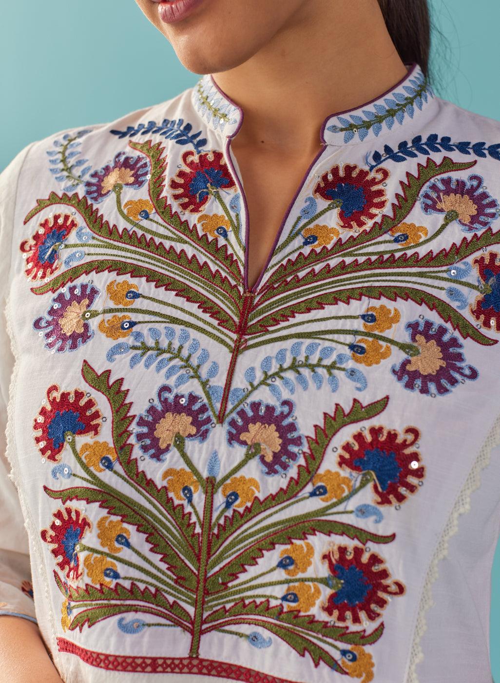 Delicate Colombian Blouse with Embroidered Detail | A-463