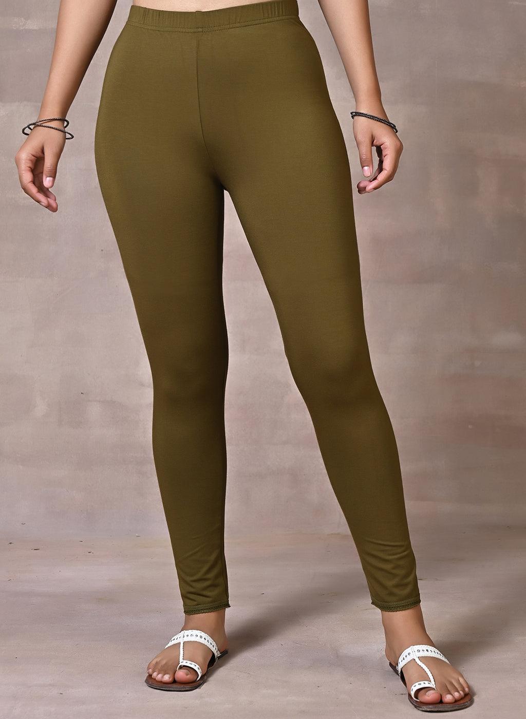 Olive Ankle Length Legging – Lakshita