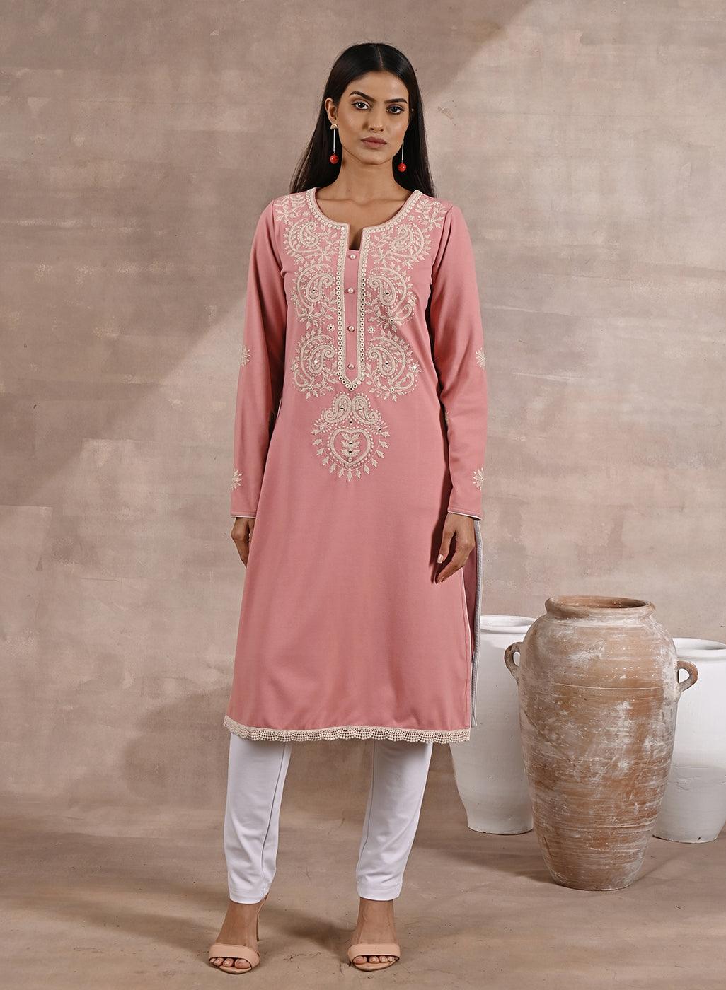 Pink hot sale woolen kurti