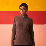 Taupe High-neck Jacket for Women