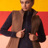 Brown Sleeveless Fur Jacket for Women