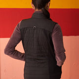 Black Sleeveless High-neck Jacket for Women With Pockets