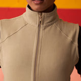 Green High-neck Sleeveless Jacket for Women