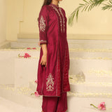 Fuchsia Embroidered Sequins Work Kurta Set