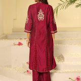 Fuchsia Embroidered Sequins Work Kurta Set