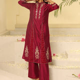 Fuchsia Embroidered Sequins Work Kurta Set