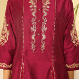 Fuchsia Embroidered Sequins Work Kurta Set