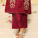 Fuchsia Embroidered Sequins Work Kurta Set