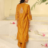 Mustard Embroidered Sequins Work Kurta Set