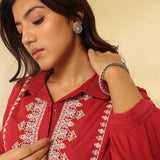 Brick Red Embroidered Ethnic Dress