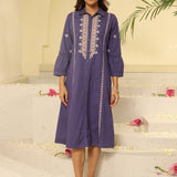 Purple Embroidered Ethnic Dress