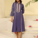 Purple Embroidered Ethnic Dress