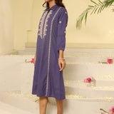 Purple Embroidered Ethnic Dress