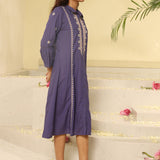 Purple Embroidered Ethnic Dress