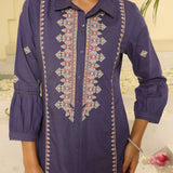 Purple Embroidered Ethnic Dress