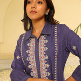 Purple Embroidered Ethnic Dress