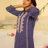 Purple Embroidered Ethnic Dress