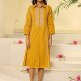 Honey Yellow Embroidered Ethnic Dress