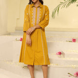 Honey Yellow Embroidered Ethnic Dress