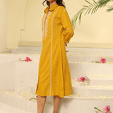 Honey Yellow Embroidered Ethnic Dress