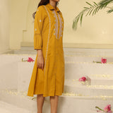 Honey Yellow Embroidered Ethnic Dress