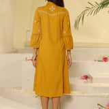 Honey Yellow Embroidered Ethnic Dress