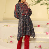 Navy Blue Printed Kurta