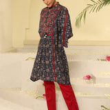 Navy Blue Printed Kurta