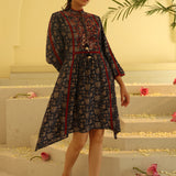 Navy Blue Printed Kurta