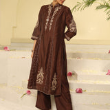 Brown Embroidered Sequins Work Kurta Set