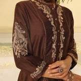 Brown Embroidered Sequins Work Kurta Set