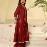 Blood Red Embroidered Kurta Set