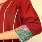 Blood Red Embroidered Kurta Set