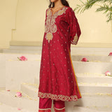 Fuchsia Embroidered Kurta Set