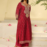 Fuchsia Embroidered Kurta Set