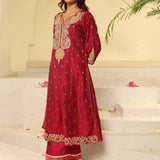 Fuchsia Embroidered Kurta Set