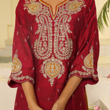 Fuchsia Embroidered Kurta Set