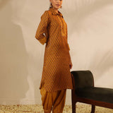 Honey Yellow Collared Straight Kurta