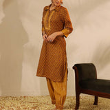 Honey Yellow Collared Straight Kurta