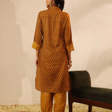 Honey Yellow Collared Straight Kurta