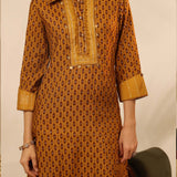 Honey Yellow Collared Straight Kurta