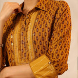 Honey Yellow Collared Straight Kurta