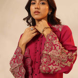 Fuchsia Embroidered Tunic with Button Detailing