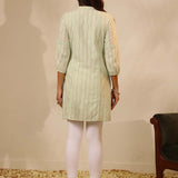 Green Raschel Net Embroidered Kurti for Women