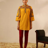 Dark Yellow Embroidered Tunic