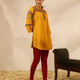 Dark Yellow Embroidered Tunic