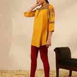 Dark Yellow Embroidered Tunic