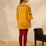 Dark Yellow Embroidered Tunic