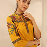 Dark Yellow Embroidered Tunic