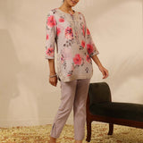 Grey Floral Printed Tunic